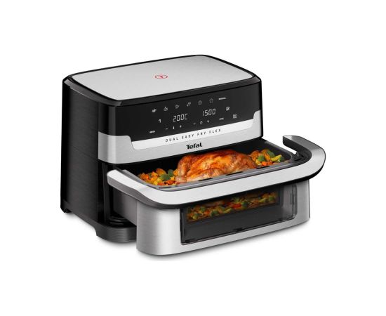 Tefal Dual Easy Fry Flex EY922D 9 L Stand-alone Hot air fryer Black, Stainless steel Воздушные котлы (AirFryer)