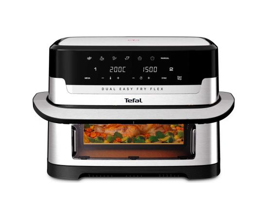 Tefal Dual Easy Fry Flex EY922D 9 L Stand-alone Hot air fryer Black, Stainless steel Воздушные котлы (AirFryer)