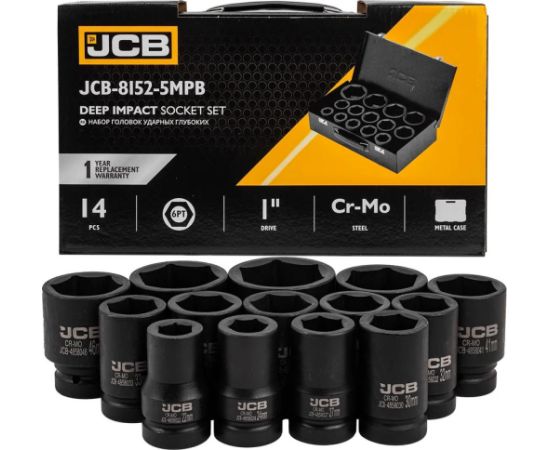 Triecienuzgaļu komplekts JCB 8152-5MPB; 1''; 14 gab. Mehāniskie instrumenti