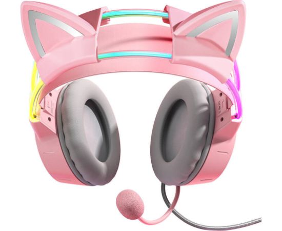 ONIKUMA X15Pro Gaming Headphones Pink/Cat Ears Austiņas