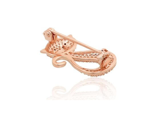 Sudraba piespraude #2920234(PAu-R)_CZ+CZ-BK, Sudrabs 925°, sarkanais zelts (pārklājums), Cirkoni, 2.9 gr. Sudraba piespraude