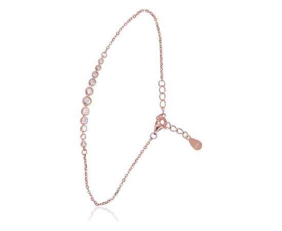 Sudraba aproce #2600443(PAu-R)_CZ, Sudrabs 925°, sarkanais zelts (pārklājums), Cirkoni, garums: 17 cm, 2 gr. Ar zelta pārklājumu