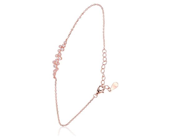 Sudraba aproce #2600442(PAu-R)_CZ, Sudrabs 925°, sarkanais zelts (pārklājums), Cirkoni, garums: 17 cm, 1.6 gr. Ar zelta pārklājumu