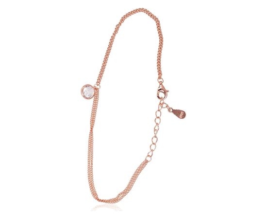 Sudraba aproce #2600438(PAu-R)_CZ, Sudrabs 925°, sarkanais zelts (pārklājums), Cirkoni, garums: 17 cm, 2 gr. Ar zelta pārklājumu