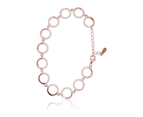 Серебряный браслет #2600436(PAu-R)_CZ, Серебро 925°, красное золото (покрытие), Цирконы, длина: 17 см, 5.4 гр. Ar zelta pārklājumu