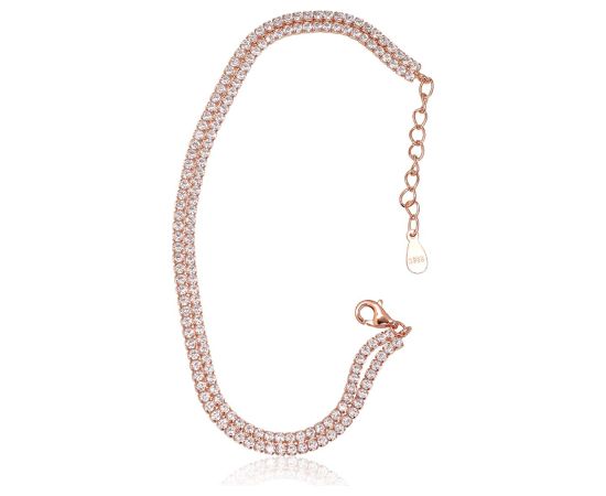 Серебряный браслет #2600434(PAu-R)_CZ, Серебро 925°, красное золото (покрытие), Цирконы, длина: 17 см, 5.6 гр. Ar zelta pārklājumu