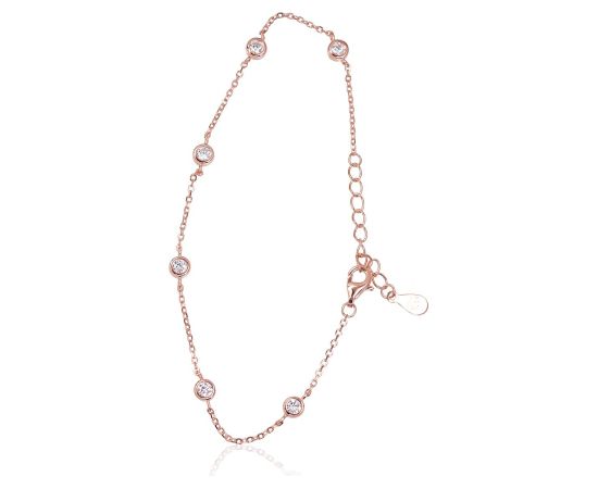 Sudraba aproce #2600431(PAu-R)_CZ, Sudrabs 925°, sarkanais zelts (pārklājums), Cirkoni, garums: 17 cm, 2.1 gr. Ar zelta pārklājumu