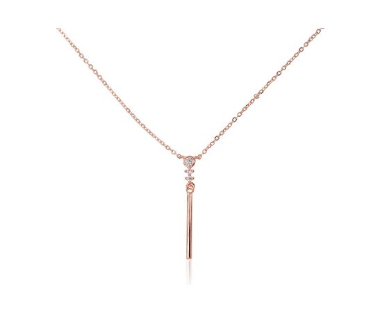 Sudraba kaklarota #2500154(PAu-R)_CZ, Sudrabs 925°, sarkanais zelts (pārklājums), Cirkoni, garums: 42 cm, 2.1 gr. Ar zelta pārklājumu