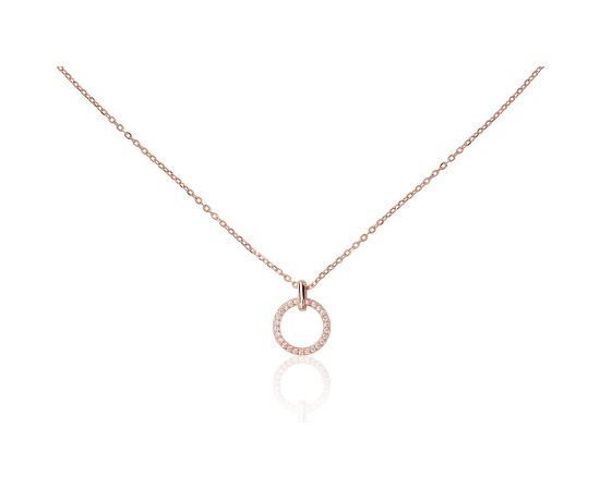 Sudraba kaklarota #2500153(PAu-R)_CZ, Sudrabs 925°, sarkanais zelts (pārklājums), Cirkoni, garums: 42 cm, 1.9 gr. Ar zelta pārklājumu