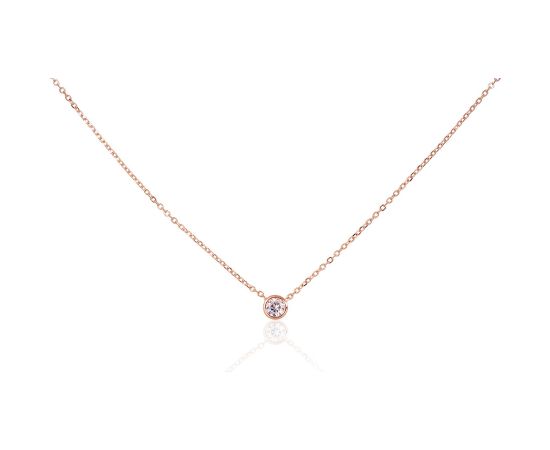 Sudraba kaklarota #2500152(PAu-R)_CZ, Sudrabs 925°, sarkanais zelts (pārklājums), Cirkoni, garums: 42 cm, 1.8 gr. Ar zelta pārklājumu