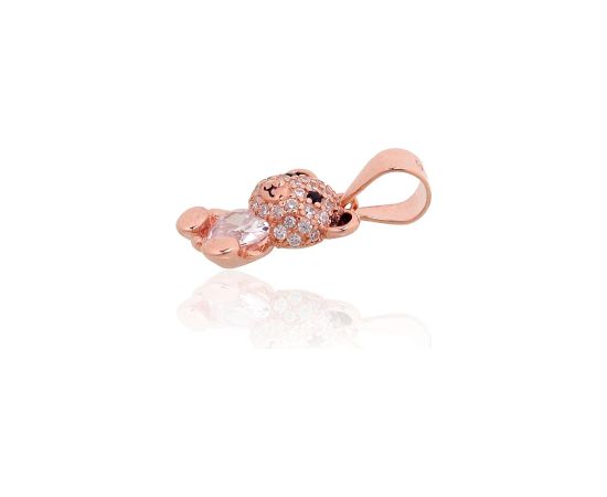 Sudraba kulons #2301984(PAu-R)_CZ+CZ-BK+ML-BK, Sudrabs 925°, sarkanais zelts (pārklājums), Cirkoni, Juvelieru emalja, 1.1 gr. Ar zelta pārklājumu