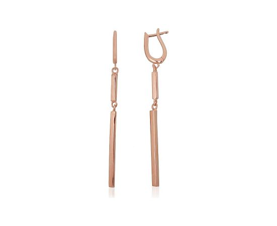 Серебряные серьги на английском замке #2204305(PAu-R), Серебро 925°, красное золото (покрытие), 4.2 гр. Ar "angļu" slēdzēju