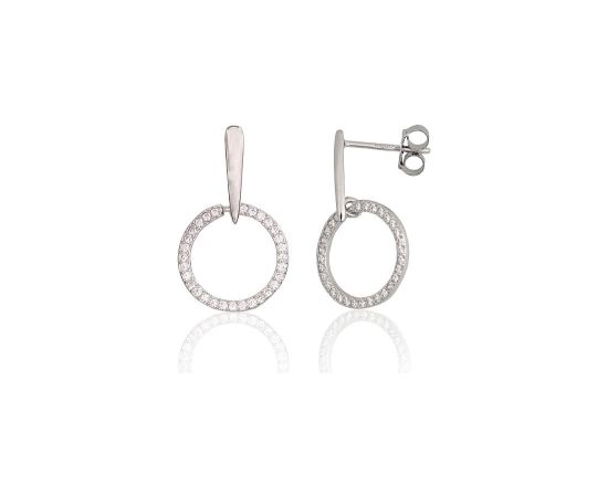 Серебряные серьги-пуссеты #2204300(PRh-Gr)_CZ, Серебро 925°, родий (покрытие), Цирконы, 1.5 гр. Puseti