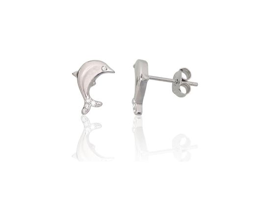 Серебряные серьги-пуссеты #2204293(PRh-Gr)_CZ, Серебро 925°, родий (покрытие), Цирконы, 1.1 гр. Puseti