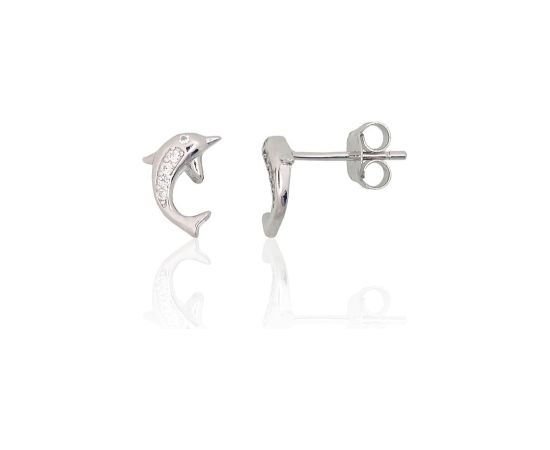 Sudraba auskari-puseti #2204292(PRh-Gr)_CZ, Sudrabs 925°, rodijs (pārklājums), Cirkoni, 0.9 gr. Puseti