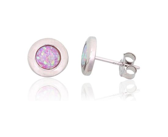 Sudraba auskari-puseti #2204144(PRh-Gr)_OP-PI, Sudrabs 925°, rodijs (pārklājums), Opalīts, 1.5 gr. Puseti