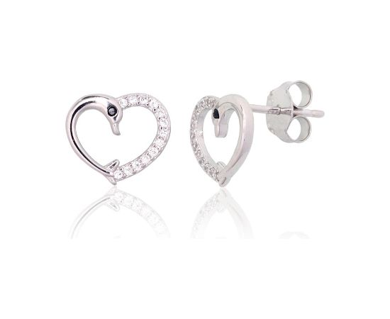 Sudraba auskari-puseti #2204135(PRh-Gr)_CZ+CZ-BK, Sudrabs 925°, rodijs (pārklājums), Cirkoni, 1 gr. Puseti