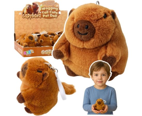 LeanToys Pluszowa Kapibara Z Kręcącym Ogonkiem Brelok 9 x 8 cm Mīkstās rotaļlietas