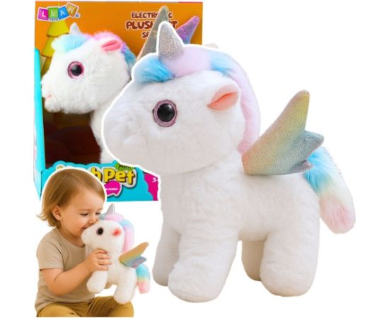 Leantoys Jednorożec Pluszowy Interaktywny Porusza Się Dźwięki Biały 21 cm Mīkstās rotaļlietas