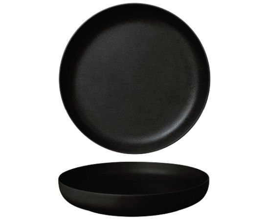 FINE PLUS ŠĶĪVIS AR UZLIEKTĀM MALĀM 25.5CM, MELNS, PORCELĀNS, Leela Baralee Šķīvji