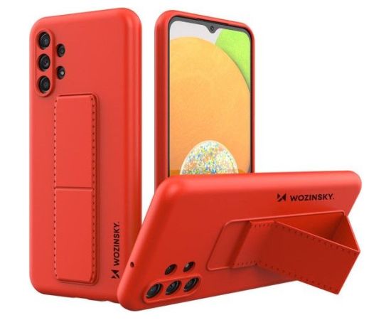 Wozinsky Samsung  Galaxy A13 5G Kickstand Case Silicone Stand Cover Red Neoriģinālie Maciņi