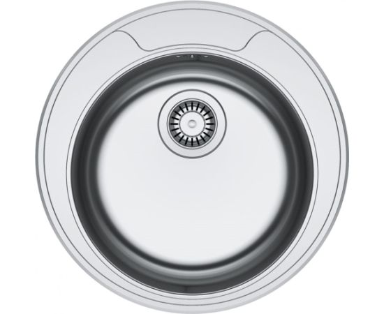 Franke RON 610-39 Ø509 mm, nerūsējošā tērauda iegriežama izlietne ar manuālo 3½'' ventili, ir caurums maisītājam - gab. Nerūsējoša tērauda izlietnes