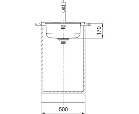 Franke ROL 610-39 Ø509 mm, nerūsējošā tērauda (auduma struktūra) iegriežama izlietne ar manuālo 3½'' ventili, ir caurums maisītājam - gab. Nerūsējoša tērauda izlietnes