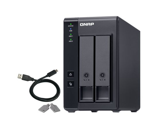 QNAP 2 Bay USB Type-C Direct Attached Storage with Hardware RAID | TR-002 | Micro | 6 GB | Black Korpusi ārējiem HDD, SSD