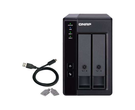QNAP 2 Bay USB Type-C Direct Attached Storage with Hardware RAID | TR-002 | Micro | 6 GB | Black Korpusi ārējiem HDD, SSD