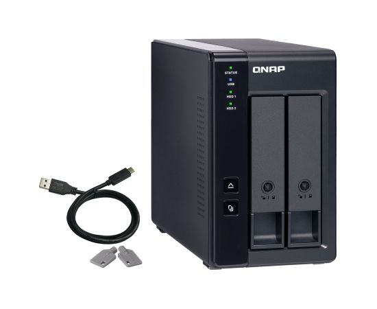 QNAP 2 Bay USB Type-C Direct Attached Storage with Hardware RAID | TR-002 | Micro | 6 GB | Black Korpusi ārējiem HDD, SSD