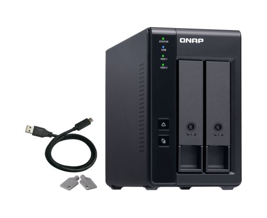 QNAP 2 Bay USB Type-C Direct Attached Storage with Hardware RAID | TR-002 | Micro | 6 GB | Black Korpusi ārējiem HDD, SSD