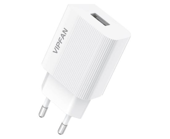 Network charger VFAN E01, 1x USB, 2.4A + USB-C cable (white) Jaunumi - Datori