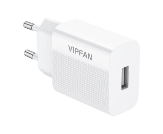 Network charger VFAN E01, 1x USB, 2.4A + USB-C cable (white) Jaunumi - Datori
