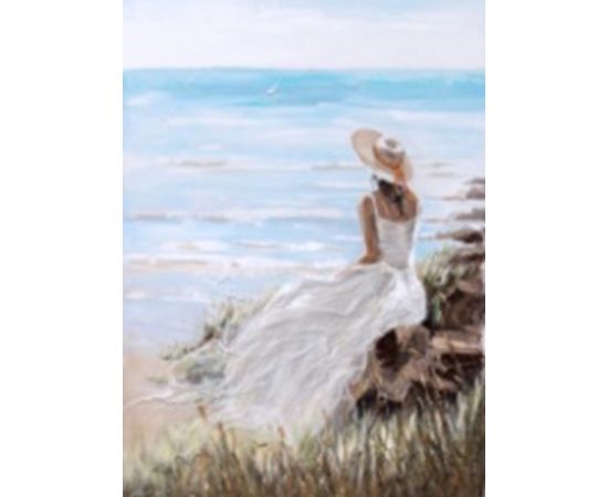 Eļļas glezna 90x120cm, dāma pludmalē Jaunumi, mēbeles, māja