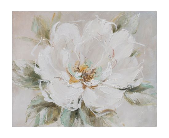 Eļļas glezna 80x100cm, balts zieds Jaunumi, mēbeles, māja