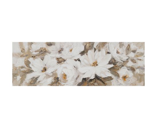 Eļļas glezna 50x150cm, balti ziedi Jaunumi, mēbeles, māja