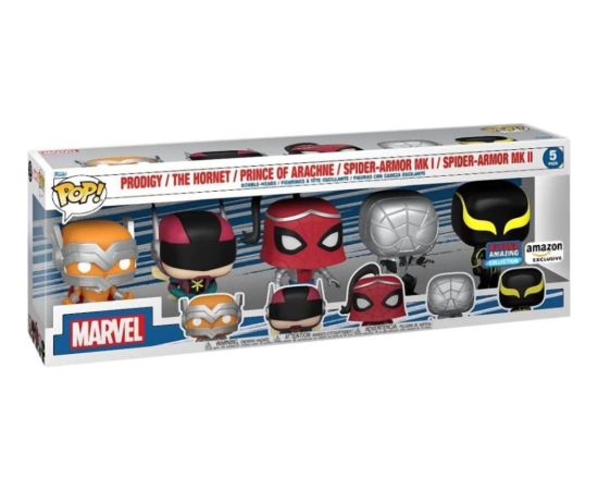 Funko Pop! 5-Pack Marvel: Spider-Man - Prodigy / The Hornet / Prince of Arachne / Spider-Armor MK I / Spider-Armor MK II (Amazon Exclusive) Vinyl Figures Figūriņas un varoņi