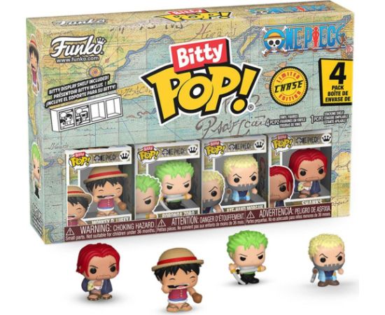Funko Bitty Pop! 4-Pack: One Piece - Monkey D. Luffy, Roronoa Zoro, Axe-Hand Morgan, Bitty Pop! Chase Vinyl Figures Фигурки и герои
