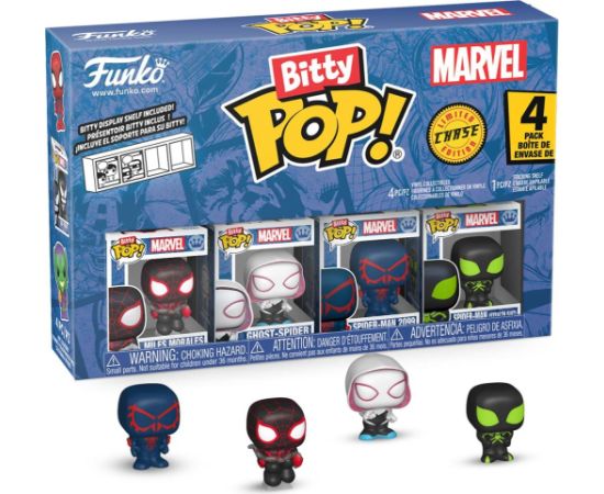 Funko Bitty Pop! 4-Pack: Spider-Man - Miles Morales, Ghost-Spider, Spider-Man 2099, Spider-Man Stealth Suit Vinyl Figures Фигурки и герои