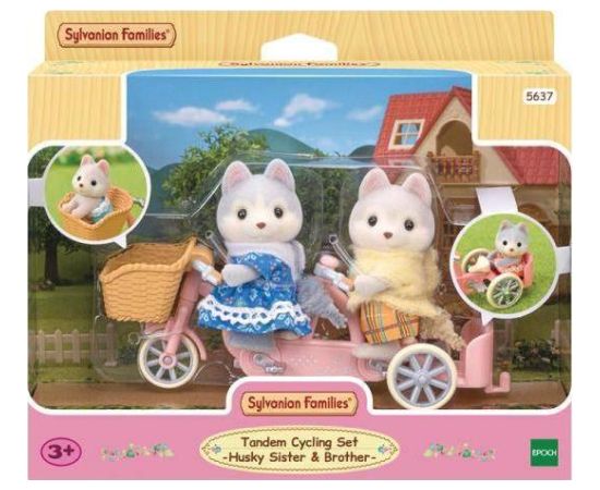 Figurka Epoch Sylvanian Families Tandem Pieski Husky na rowerze zestaw z figurkami (5637) Фигурки и герои
