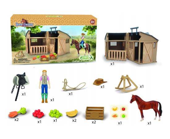 Figurka Collecta COLLECTA JEŹDZIEC, AKCESORIA, KOŃ I STAJNIA W OPAKOWANIU Фигурки и герои