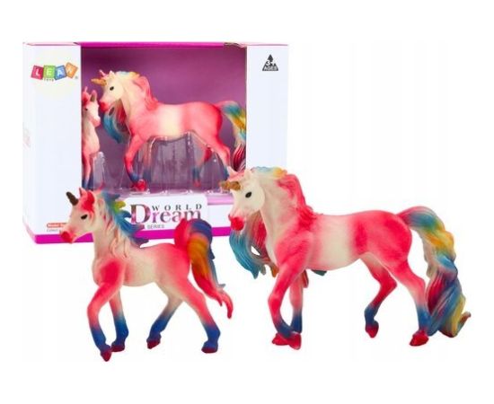 Figurka LeanToys Figurki Kolekcjonerskie Jednorożec z Małym Różowy 2 El Figūriņas un varoņi