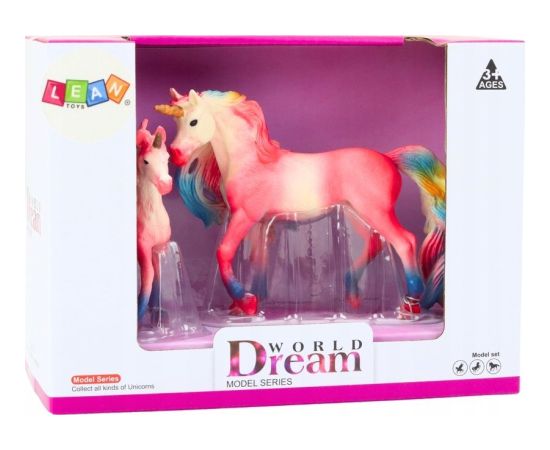 Figurka LeanToys Figurki Kolekcjonerskie Jednorożec z Małym Różowy 2 El Figūriņas un varoņi