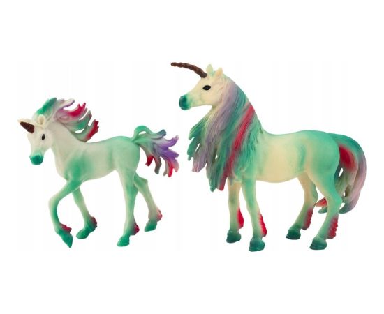 Figurka LeanToys Figurki Kolekcjonerskie Jednorożec z Małym Zielony 2 El Figūriņas un varoņi