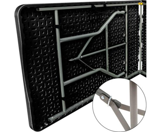 Saska Garden STÓŁ CATERINGOWY SKŁADANY W WALIZKĘ 240x74x74CM 150KG CZARNY Jaunumi -Dārzam