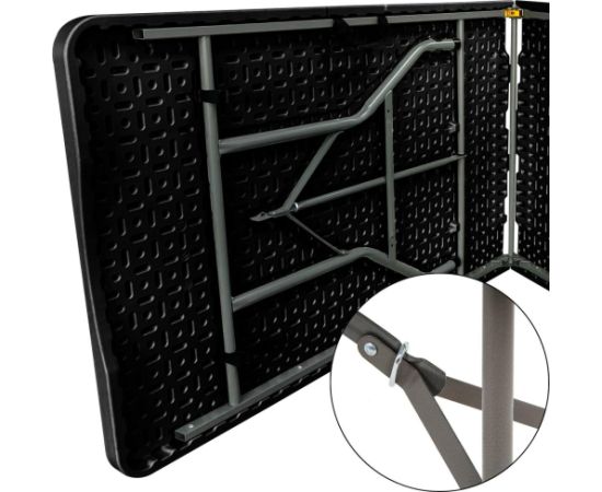 Saska Garden STÓŁ CATERINGOWY SKŁADANY W WALIZKĘ 180x70x74CM MAX.100KG CZARNY Jaunumi -Dārzam