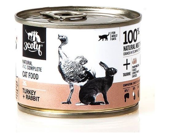 3COTY 26. Turkey and rabbit - wet cat food - 180g Kaķu konservi