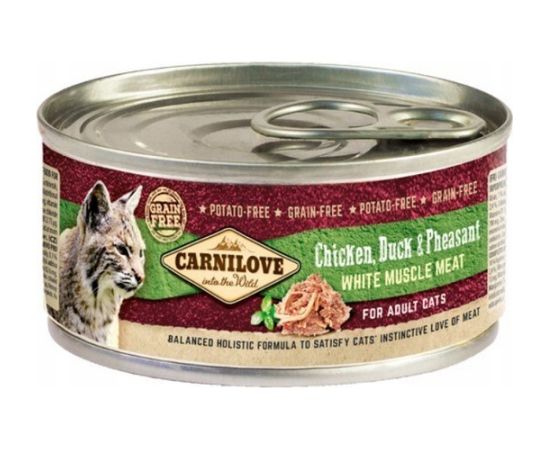 CARNILOVE Cat Chicken, Duck & Pheasant White Muscle Meat – wet food for cats – 100 g Kaķu konservi