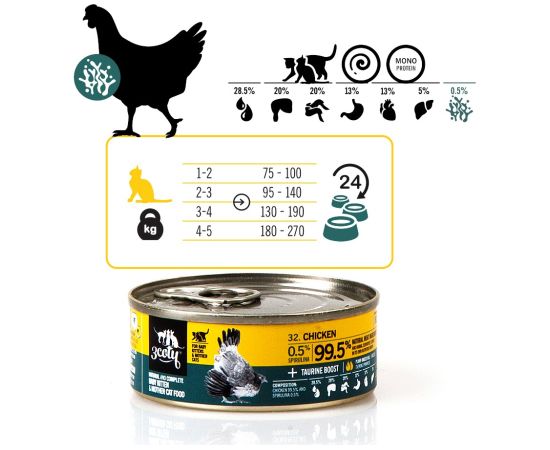 3COTY Chicken with spirulina For kittens and nursing cats - wet cat food - 80g Kaķu konservi