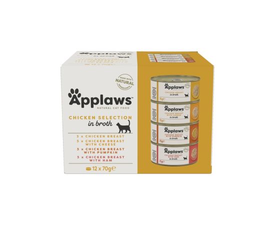 APPLAWS Chicken Selection in Broth - wet cat food - 12x70g Kaķu konservi